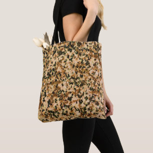 Bolso De Tela Beige, Tan, Marrón & Negro