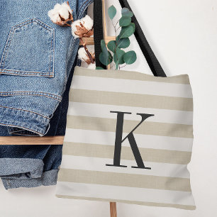Bolso De Tela Beige y bandas de marfil ruidosas Monograma grande
