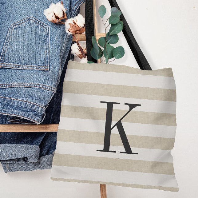Bolso De Tela Beige y bandas de marfil ruidosas Monograma grande (Subido por el creador)