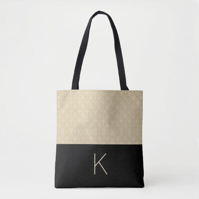 Bolso De Tela Beige y negro clásicos (Anverso)