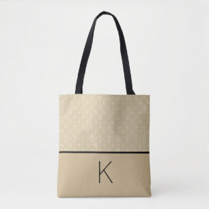 Bolso De Tela Beige y negro clásicos