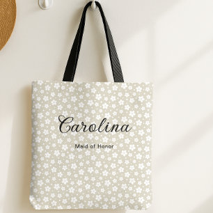 Bolso De Tela Beis Confetti Flowers