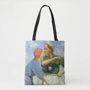 Bolso De Tela Béisbol Antiguo, Niños, Niños Jugando Deportes