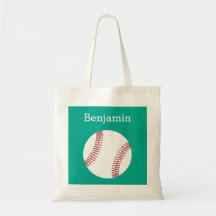 Bolso De Tela Béisbol con el nombre de encargo - esmeralda