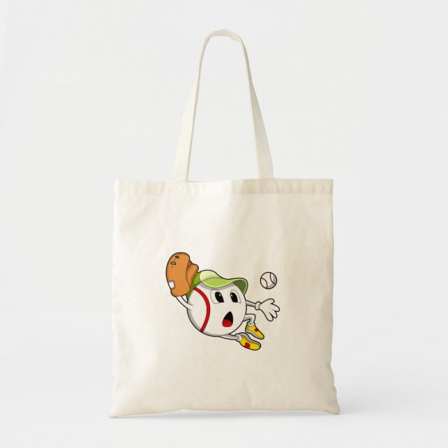 Bolso De Tela Béisbol con guante de béisbol y gorra (Frente)