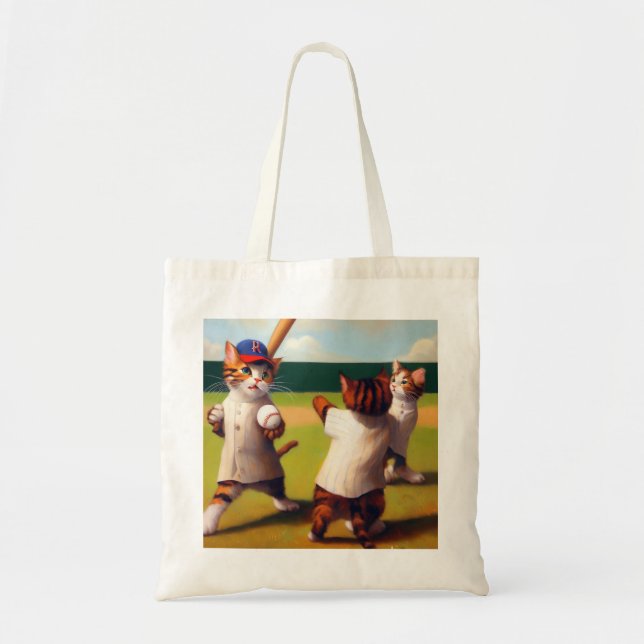 Bolso De Tela Béisbol de gatos (Frente)