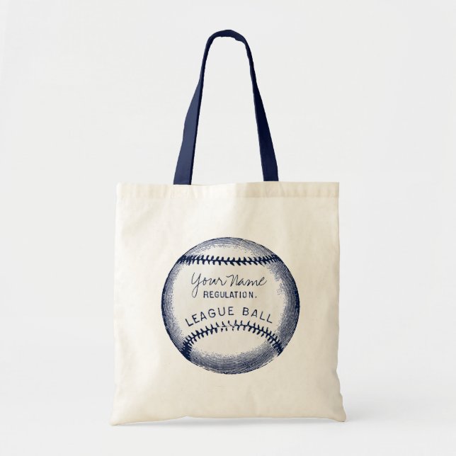 Bolso De Tela Béisbol del vintage, bola personalizada (Frente)