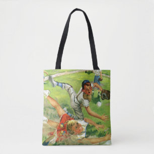 Bolso De Tela Béisbol deportivo vintage, equipos de niños jugand