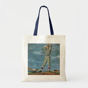Bolso De Tela Béisbol deportivo vintage, lanzador en juego de bé