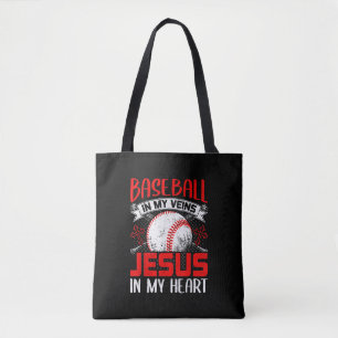 Bolso De Tela Béisbol En Mis venas Jesús En Mi Corazón Béisbol
