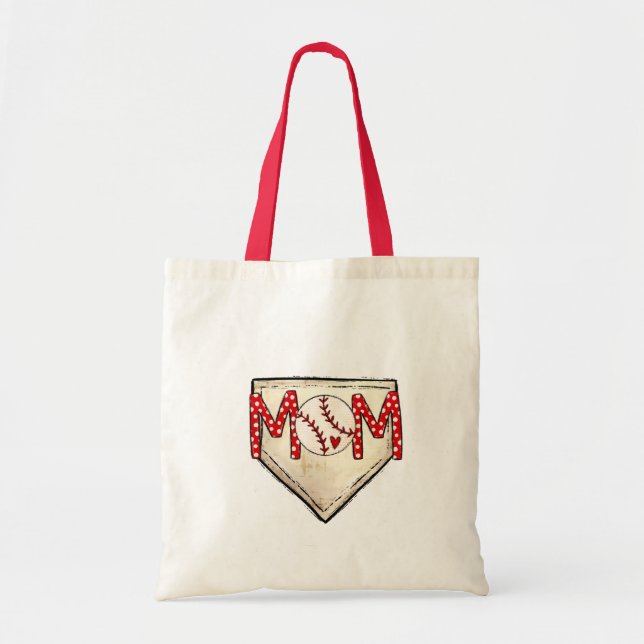 Bolso De Tela Béisbol Mamá Casa Plate Deportes Mamá Cooperstown (Frente)