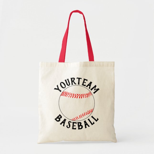 Bolso De Tela Béisbol Mamá/Ventilador Personalizado Nombre equip (Frente)
