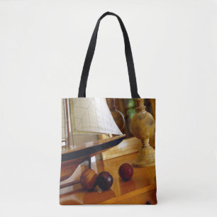 Bolso De Tela Béisboles antiguos en una tabla por un velero