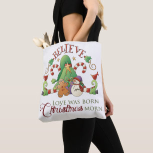 Bolso De Tela Beleive All-Over-Print Tote Bag, Medio