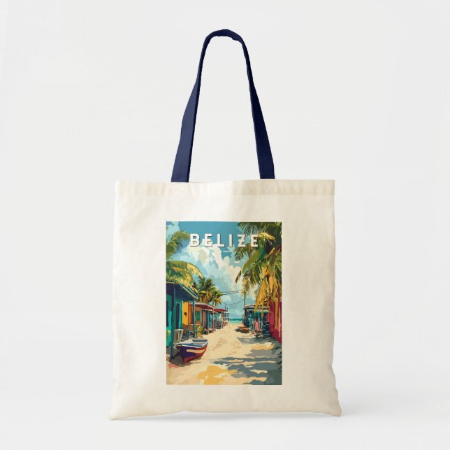 Bolso De Tela Belice Ilustracion Viaje Arte Vintage (Frente)