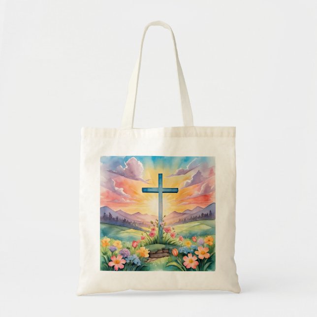 Bolso De Tela Bella acuarela de Pascua (Frente)