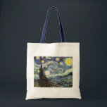 Bolso De Tela Bella Artes nocturno Van Gogh Starry<br><div class="desc">Noche estrellada,  la pintura más famosa del maestro postimpresionista holandés Vincent van Gogh. Un solitario ciprés,  un pueblo durmiente y un cielo que zumba con estrellas. Vintage retro paisaje naturaleza colorido lindo arte post-impresionismo fino arte.</div>