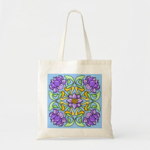 Bolso De Tela Bella baldosa Art Nouveau con flores moradas