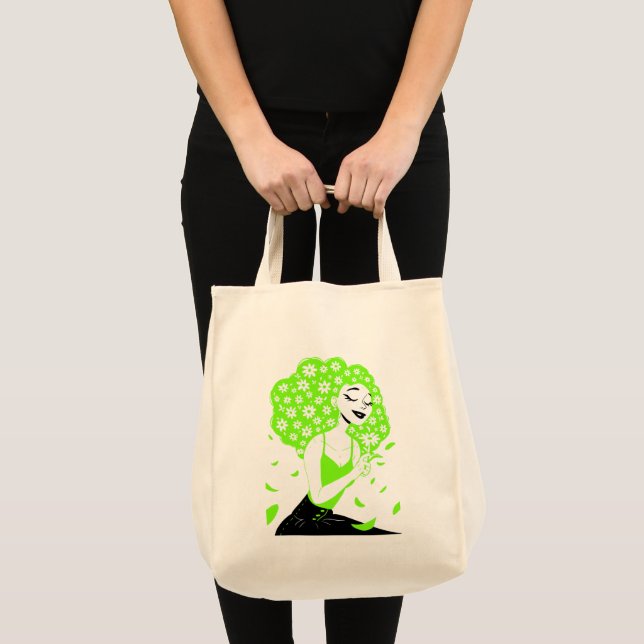 Bolso De Tela Bella dama con rosas (Anverso (producto))