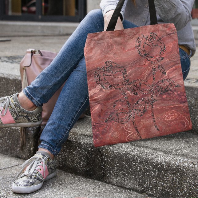 Bolso De Tela Bella Mármol Rojo con Rosa (Beautiful Red Marble with Rose Tote Bag)