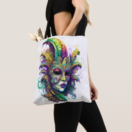 BOLSO DE TELA BELLA MÁSCARA MARDI GRAS DE COLORES BRILLANTES
