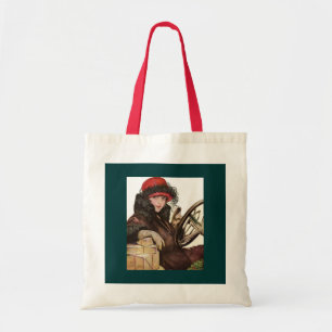 Bolso De Tela Belle, una dama vintage comprando para Navidad