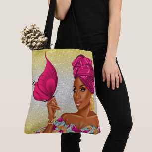 Bolso De Tela Belleza Afroamericana Espiritual - Ver Detrás...
