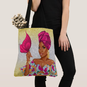 Bolso De Tela Belleza Afroamericana Espiritual - Ver Detrás...