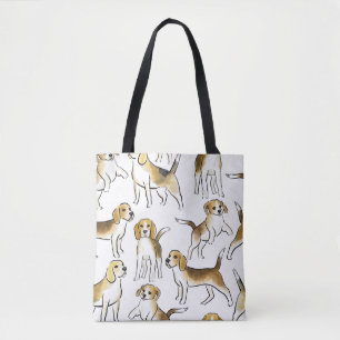 Bolso De Tela Belleza Beagle: Patrón de perro acuarela