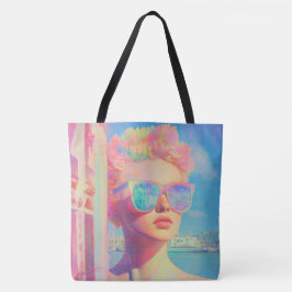 Bolso De Tela Belleza costera neón con gafas de sol
