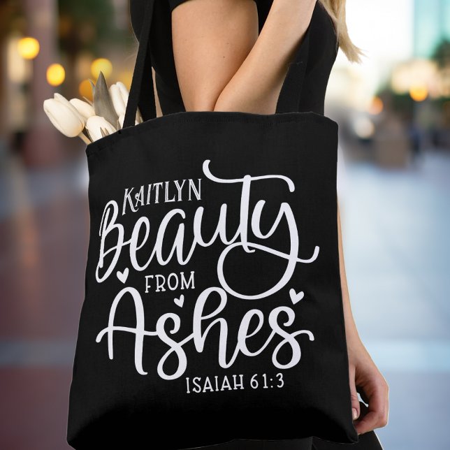 Bolso De Tela Belleza de Ashes Isaiah 61:3 Personalizado persona (Beauty from Ashes Isaiah 61:3 Bible Verse Inspirational Personalized Custom Tote Bag - Add your name)