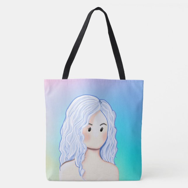 Bolso De Tela Belleza de Cabello Plateado (Anverso)