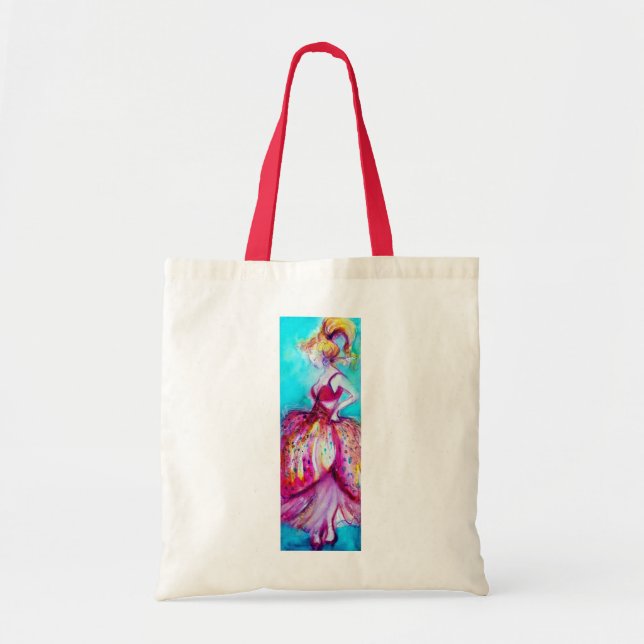 BOLSO DE TELA BELLEZA EN VESTIDO ROSA (Frente)