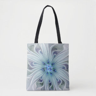 Bolso De Tela Belleza floral Resumen Flor Pastel azul moderno