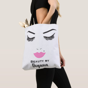 Bolso De Tela Belleza Maquillaje Cara Pestañas & Labios Rosados 