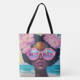 Bolso De Tela Belleza tropical en tonos rosados