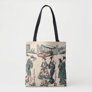 Bolso De Tela Bellezas de Fukagawa. Tríptico
