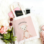 Bolso De Tela Bello Moderno Pastel Oso De Teddy Rosa Con Nombre<br><div class="desc">Bello Moderno Pastel Oso De Teddy Rosa Con Nombre</div>