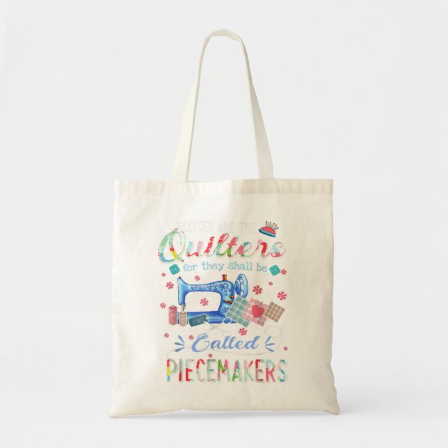 Bolso De Tela Bendecidos Son Los Quilters Llamados Piecemake (Frente)
