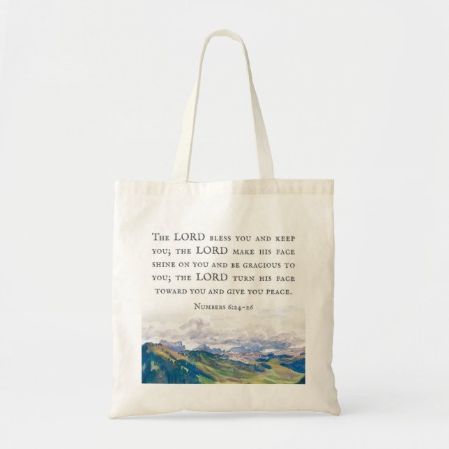 Bolso De Tela Bendición, números 6:24-26, paisaje acuático (Frente)