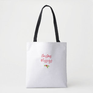 Bolso De Tela Bendiciones de Navidad Holly Festivo Fiesta Fe