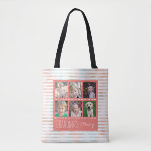 Bolso De Tela Bendiciones Naranja y Collage de fotos Verde azula