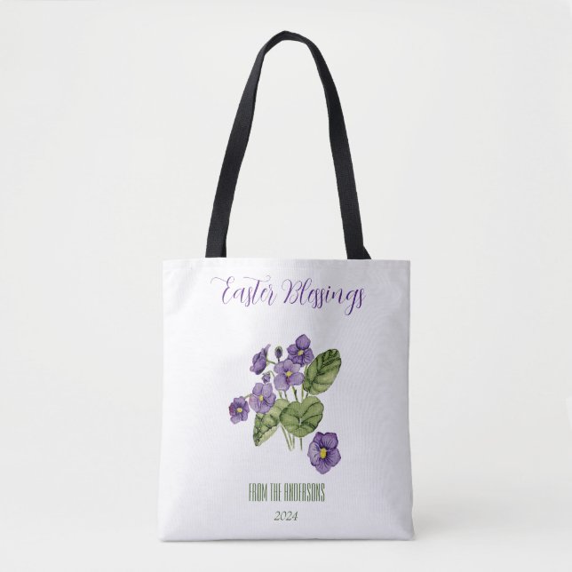 Bolso De Tela bendiciones violeta de Pascua (Anverso)