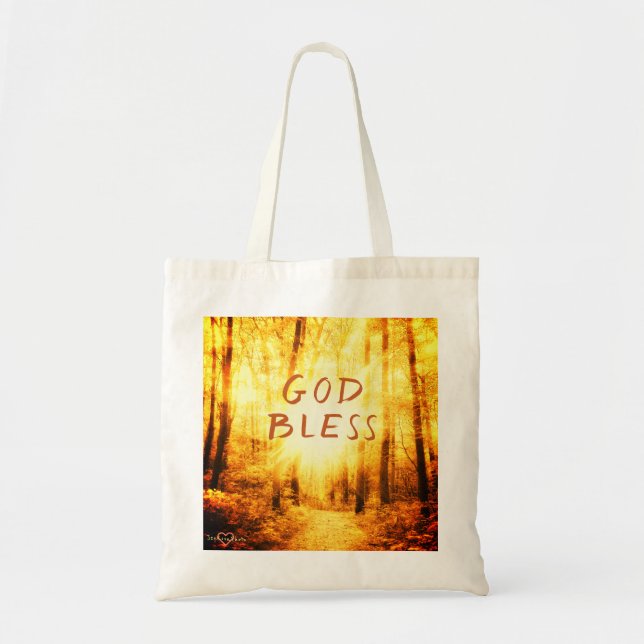 BOLSO DE TELA BENDIGA EL TOTE DEL SOL DEL ORO (Frente)