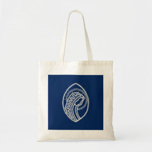 Bolso De Tela Bendita Virgen María, encaje blanco, azul marino