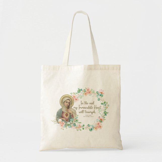 Bolso De Tela Bendita Virgen María Fátima Católica Religiosa (Frente)