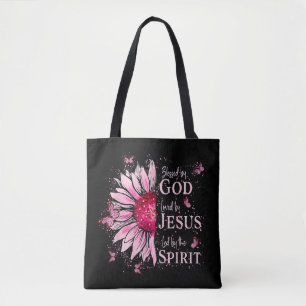 Bolso De Tela Bendito Por Dios - Amado Por Jesús Girasol Rosa