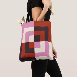 Bolso De Tela Berenjena Marfil Rosa Rojo