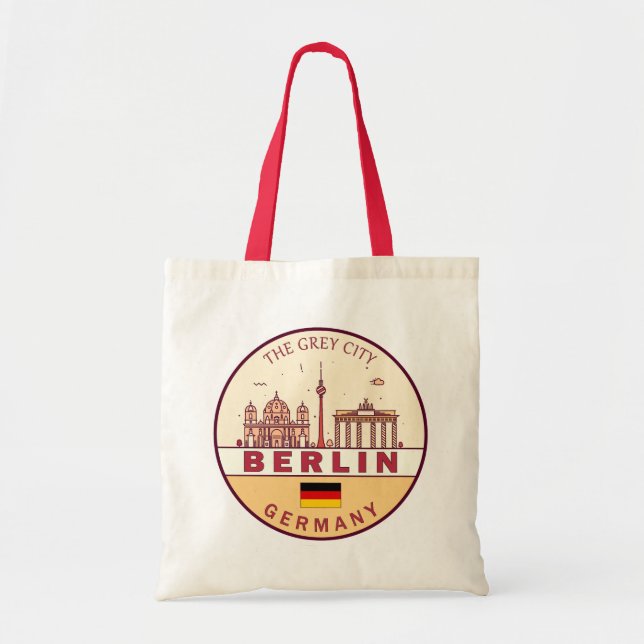 Bolso De Tela Berlin Alemania City Skyline Emblem (Frente)