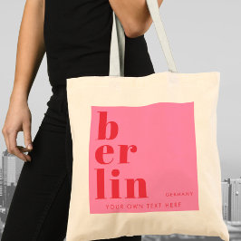 Bolso De Tela Berlín Alemania tipografía rojo rosa